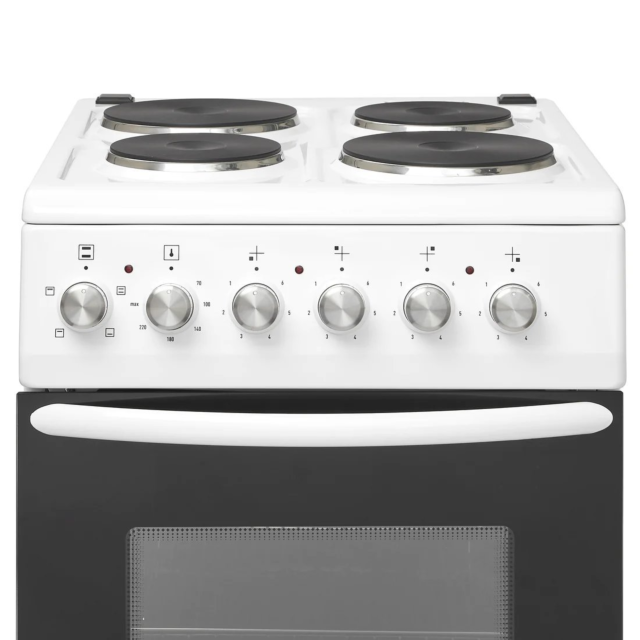 Haden HES051W 50cm Single Oven Electric Cooker with Sealed Plate Hob - White