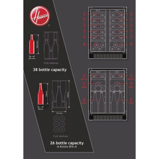 Hoover HWCB 60D UK/N HWCB60DUK/N 59.5cm Built In Wine Cooler - Black
