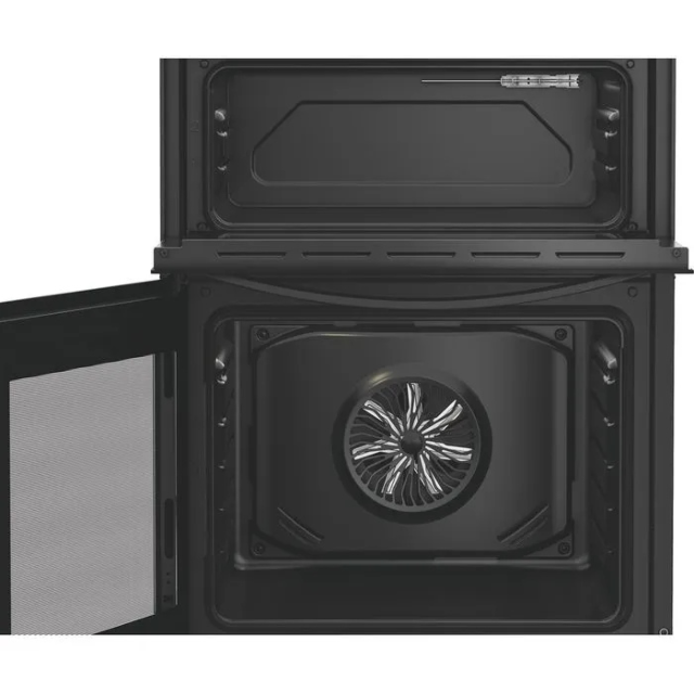 Indesit IDE6VMB 60cm Electric Double Cooker with Ceramic Hob - Black