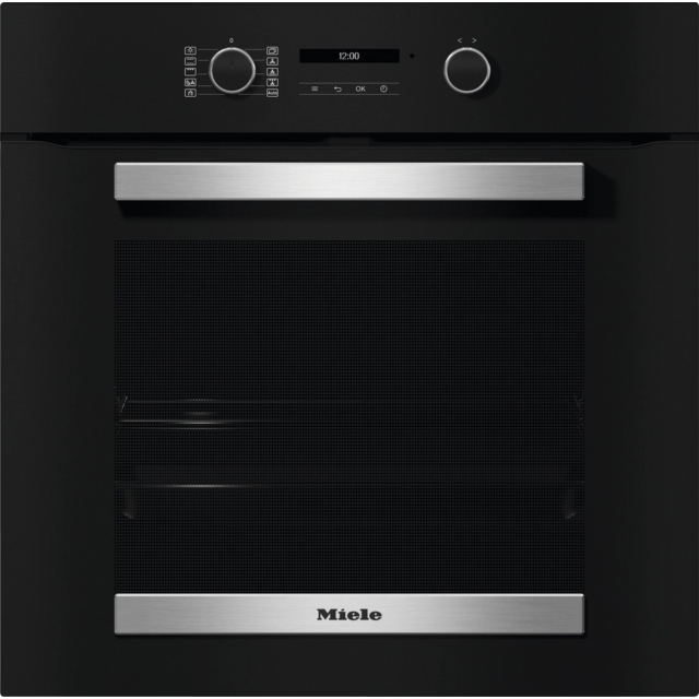 Miele H 2465 BP 59.5cm Built In Electric Single Oven - Black & Stainless Steel