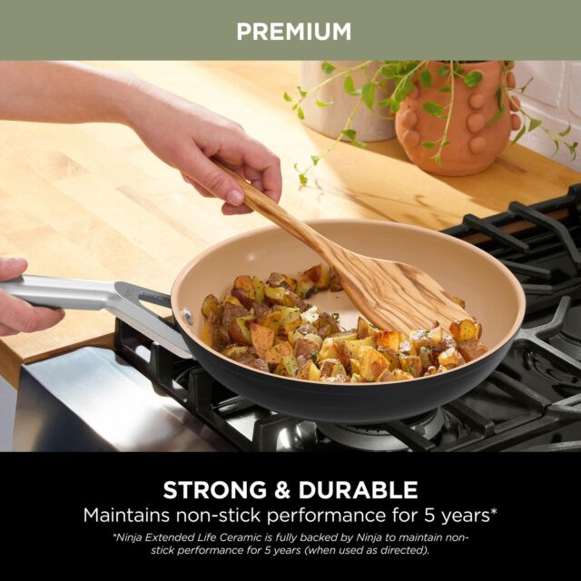 Ninja CW95000UK Ceramic Coated Cookware 5-Piece Set - Apricot & Grey