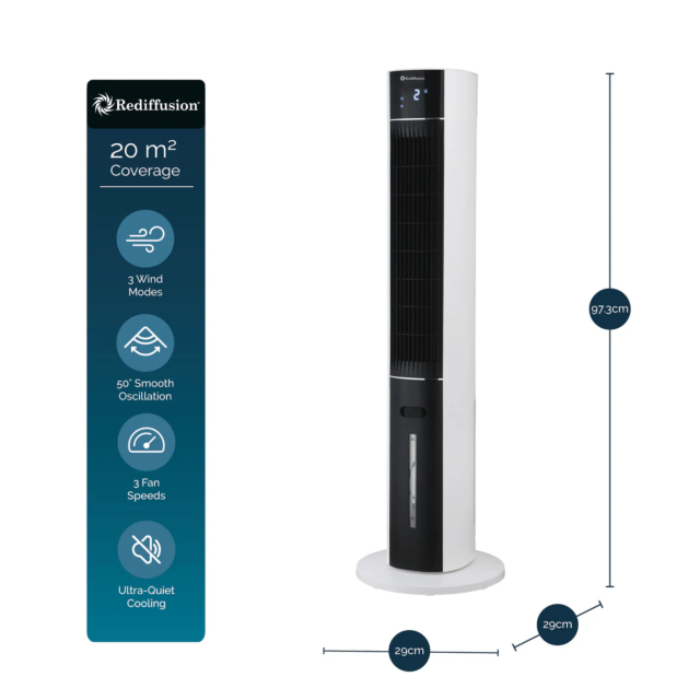 Rediffusion REDAC03WT Arcticbreeze Digital Tower Fan