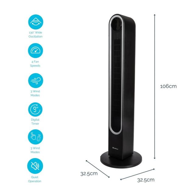Rediffusion REDAC06BK Halo Digital Tower Fan