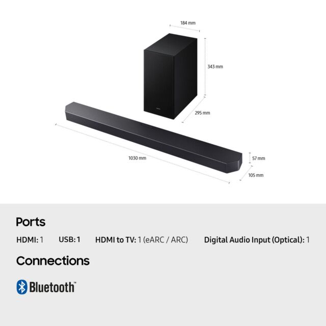 Samsung HW-Q600F/XU 3.1.2ch Q-Series Soundbar with Subwoofer - Titan Black