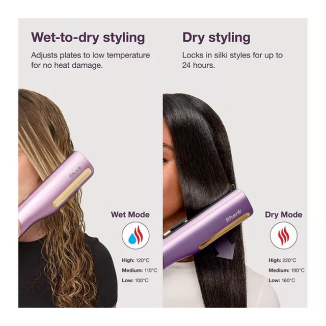 Shark HT401UKPU SilkiPro 2-in-1 Hair Straightener Dryer