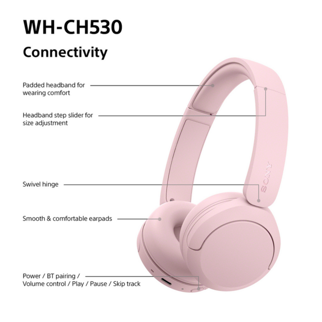 Sony WHCH530P.CE7 Wireless Over Ear Headphones Pink