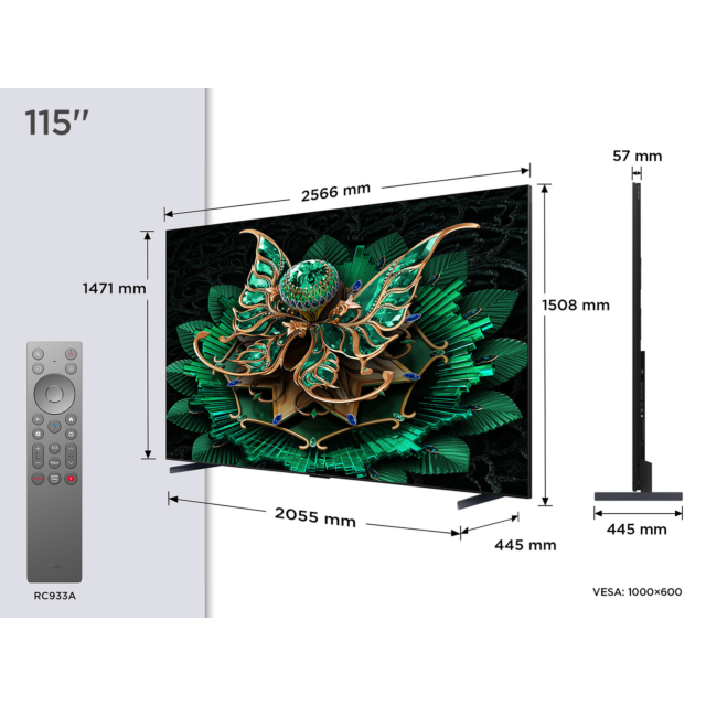 TCL 115C7K-UK 115inch 4K QD-Mini LED UHD Smart Google TV