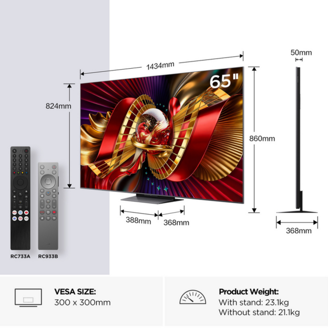 TCL 65C8L-UK 65inch 4K QD-Mini LED Google TV Black
