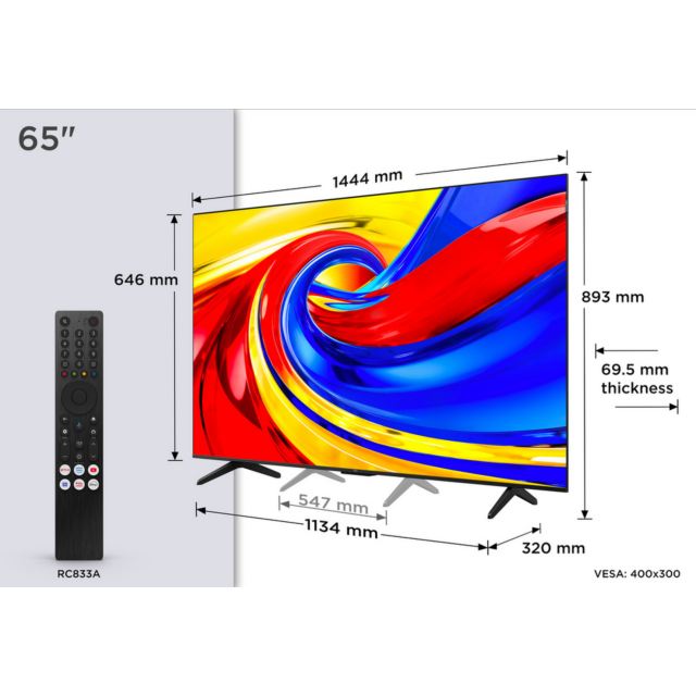 TCL 65P7L-UK 65 inch 4K HDR QLED Google TV