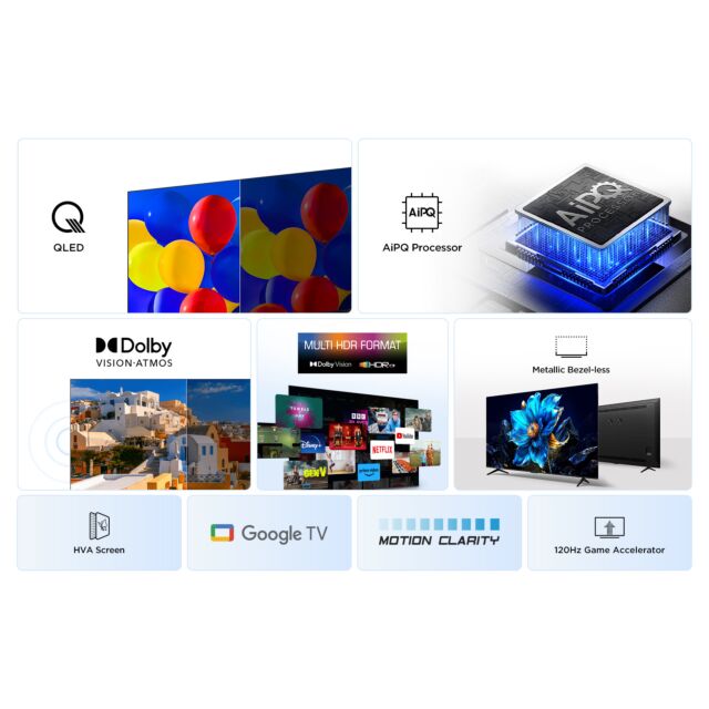TCL 75P7K-UK 75inch 4K QLED Direct LED HDR Google TV
