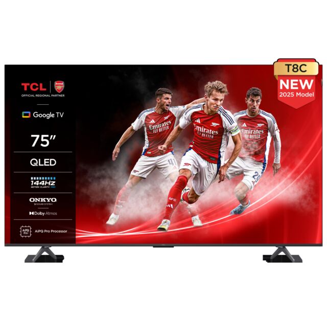 TCL 75T8C-UK 75inch 4K QLED HDR Ultra HD Google TV